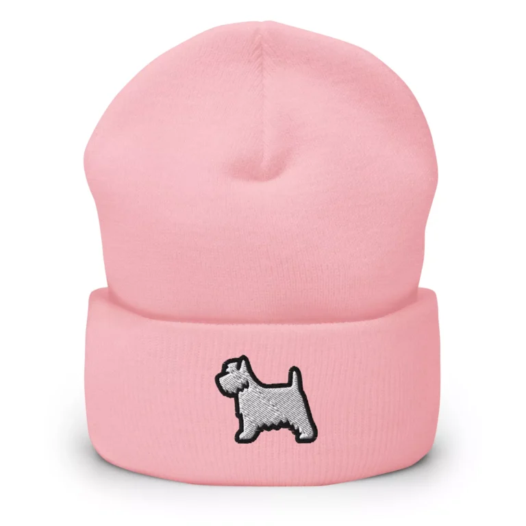 White Terrier Dog Embroidered Beanie