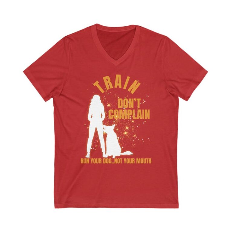 Train and Don't Complain Unisex V-Neck Tee - Pup Pioneer