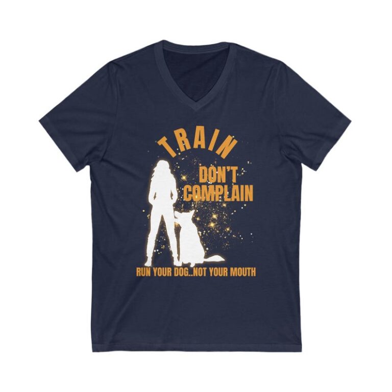 Train and Don't Complain Unisex V-Neck Tee - Pup Pioneer